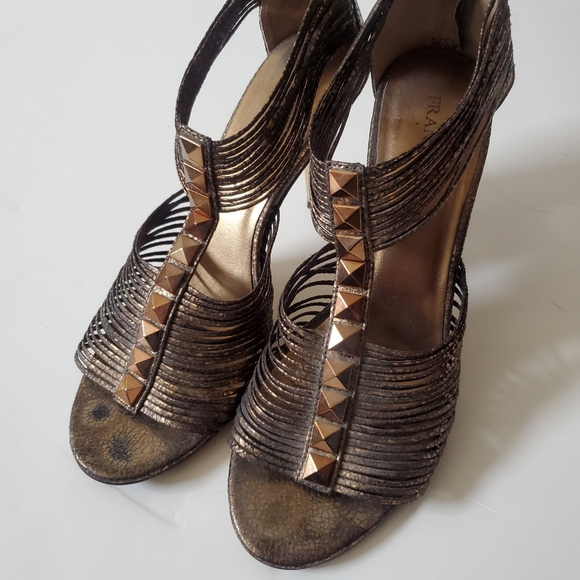 Franco Sarto Bronze Strappy Heels Size 10 - Picture 2 of 7
